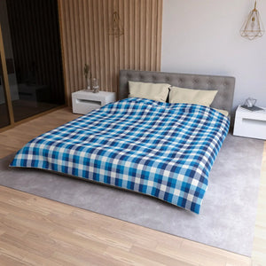 Blue Plaid Microfiber Duvet – Brushed Softness - Dipaliz - Covers
