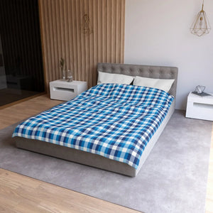 Blue Plaid Microfiber Duvet – Brushed Softness - Dipaliz - Covers