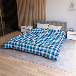 Blue Plaid Microfiber Duvet – Brushed Softness - Dipaliz - Covers