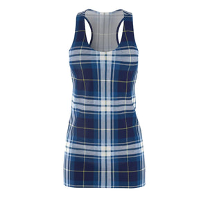 Blue Plaid Racerback – Active Wear Dress - Dipaliz - Dresses - Xs