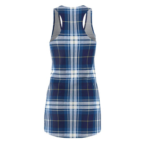Blue Plaid Racerback – Active Wear Dress - Dipaliz - Dresses - Xs