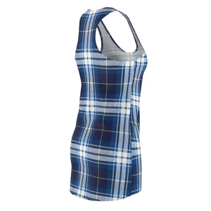 Blue Plaid Racerback – Active Wear Dress - Dipaliz - Dresses - Xs