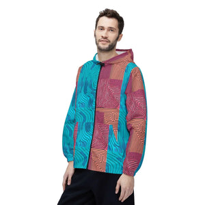 Stylish Windbreaker - Red Abstract Lines Pattern - Dipaliz - Windbreakers