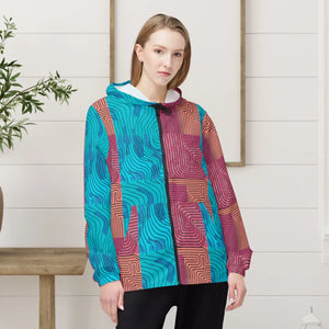 Stylish Windbreaker - Red Abstract Lines Pattern - Dipaliz - Windbreakers