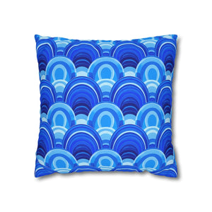 Blue Retro Wave Cushion – Square Poly Canvas - Dipaliz - Chair & Sofa Covers