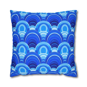 Blue Retro Wave Cushion – Square Poly Canvas - Dipaliz - Chair & Sofa Covers