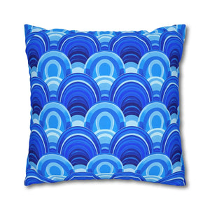 Blue Retro Wave Cushion – Square Poly Canvas - Dipaliz - Chair & Sofa Covers