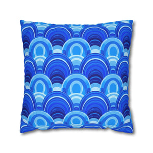 Blue Retro Wave Cushion – Square Poly Canvas - Dipaliz - Chair & Sofa Covers