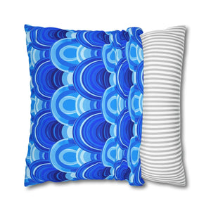 Blue Retro Wave Cushion – Square Poly Canvas - Dipaliz - Chair & Sofa Covers