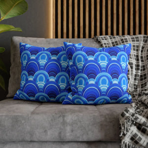 Blue Retro Wave Cushion – Square Poly Canvas - Dipaliz - Chair & Sofa Covers