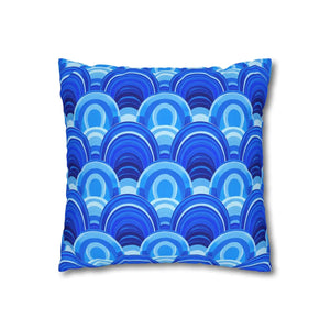 Blue Retro Wave Cushion – Square Poly Canvas - Dipaliz - Chair & Sofa Covers