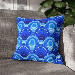 Blue Retro Wave Cushion – Square Poly Canvas - Dipaliz - Chair & Sofa Covers