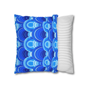Blue Retro Wave Cushion – Square Poly Canvas - Dipaliz - Chair & Sofa Covers