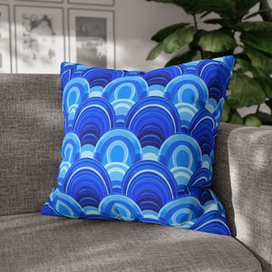 Blue Retro Wave Cushion – Square Poly Canvas - Dipaliz - Chair & Sofa Covers