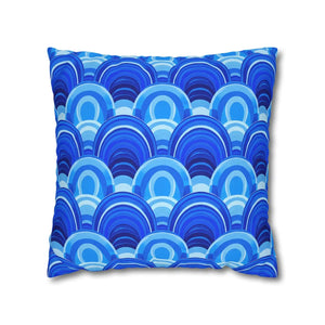 Blue Retro Wave Cushion – Square Poly Canvas - Dipaliz - Chair & Sofa Covers