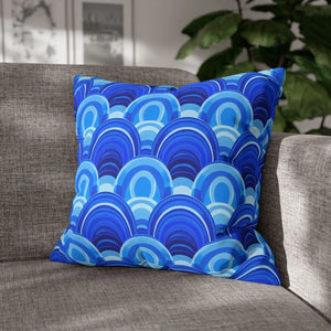 Blue Retro Wave Cushion – Square Poly Canvas - Dipaliz - Chair & Sofa Covers