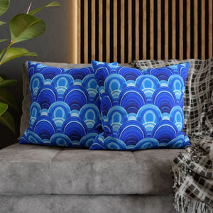 Blue Retro Wave Cushion – Square Poly Canvas - Dipaliz - Chair & Sofa Covers