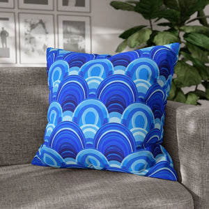 Blue Retro Wave Cushion – Square Poly Canvas - Dipaliz - Chair & Sofa Covers
