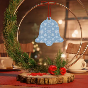 White Aluminum Metal Ornament Double Sided Winter Snow Print - Dipaliz - Bell / one Size - Holiday Ornaments
