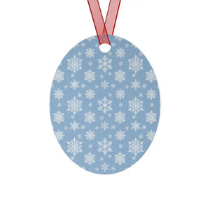 White Aluminum Metal Ornament Double Sided Winter Snow Print - Dipaliz - Oval / one Size - Holiday Ornaments