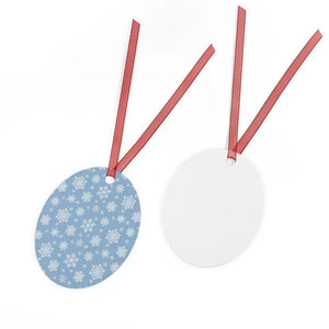 White Aluminum Metal Ornament Double Sided Winter Snow Print - Dipaliz - Holiday Ornaments