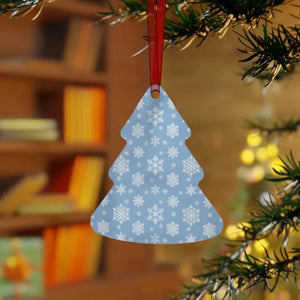 White Aluminum Metal Ornament Double Sided Winter Snow Print - Dipaliz - Holiday Ornaments