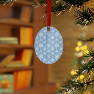 White Aluminum Metal Ornament Double Sided Winter Snow Print - Dipaliz - Holiday Ornaments