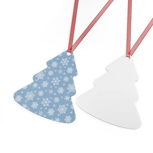 White Aluminum Metal Ornament Double Sided Winter Snow Print - Dipaliz - Holiday Ornaments