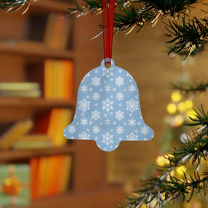 White Aluminum Metal Ornament Double Sided Winter Snow Print - Dipaliz - Holiday Ornaments