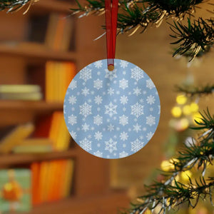 White Aluminum Metal Ornament Double Sided Winter Snow Print - Dipaliz - Holiday Ornaments