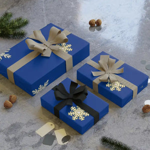 Snowflake Wrapping Paper Blue Winter Design - Dipaliz - 28’’ x 39’’ / Satin