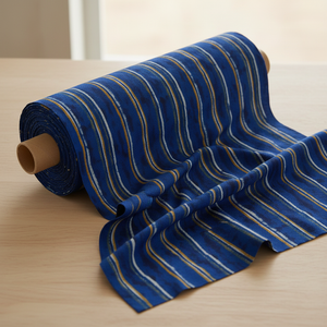 Blue striped fabric bolt