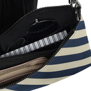 Blue Stripes Crossbody Bag - Hands Free Style - Dipaliz - Cross Body Bags