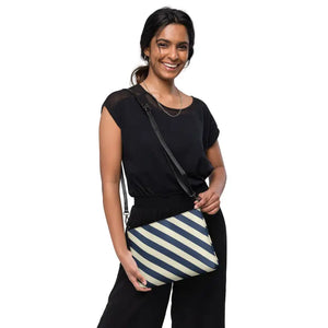 Blue Stripes Crossbody Bag - Hands Free Style - Dipaliz - Cross Body Bags