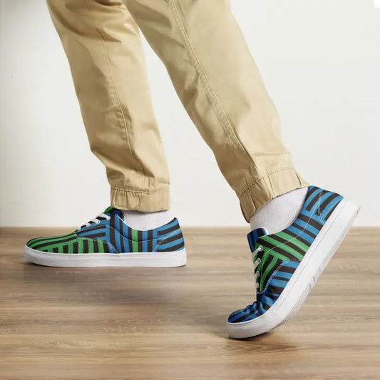 Stride in Style: Dipaliz Men’s Blue Striped Canvas Shoes