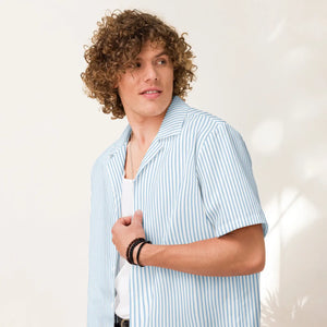 Blue Stripes Button Shirt - Moisture Wicking - Dipaliz - Shirts