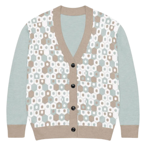 Taupe Geometric Print Cardigan - Comfort Meets Style - Dipaliz - m - Cardigans