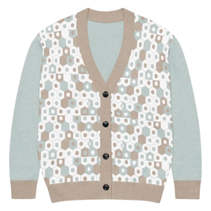 Taupe Geometric Print Cardigan - Comfort Meets Style - Dipaliz - Xl - Cardigans