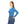 Blue Textured V-neck Long Sleeve, Women’s Casual Top - T-shirts - Xs