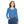 Blue Textured V-neck Long Sleeve, Women’s Casual Top - T-shirts - Xs