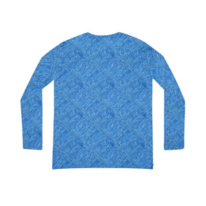 Blue Textured V-neck Long Sleeve, Women’s Casual Top - T-shirts - Xs