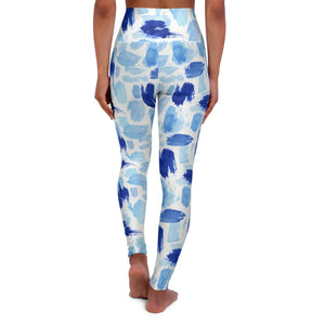 Blue Watercolor High-waist Yoga Leggings - All Over Prints