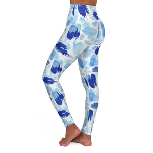 Blue Watercolor High-waist Yoga Leggings - All Over Prints