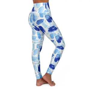 Blue Watercolor High-waist Yoga Leggings - All Over Prints