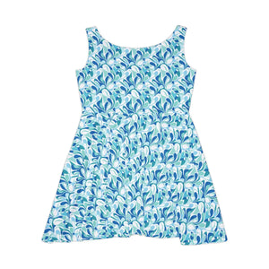 Blue Watercolor Teardrop Skater Dress Organic - Dipaliz - Dresses - s