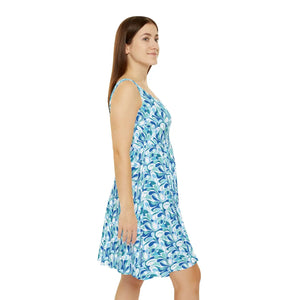 Blue Watercolor Teardrop Skater Dress Organic - Dipaliz - Dresses - s