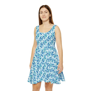 Blue Watercolor Teardrop Skater Dress Organic - Dipaliz - Dresses - s