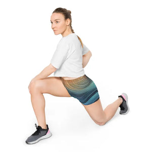 Blue Wavy Stripes Women’s Shorts - Moisture-wicking - Dipaliz