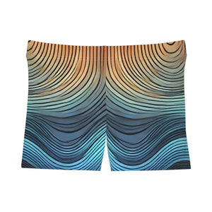 Blue Wavy Stripes Women’s Shorts - Moisture-wicking - Dipaliz