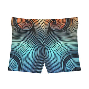 Blue Wavy Stripes Women’s Shorts - Moisture-wicking - Dipaliz